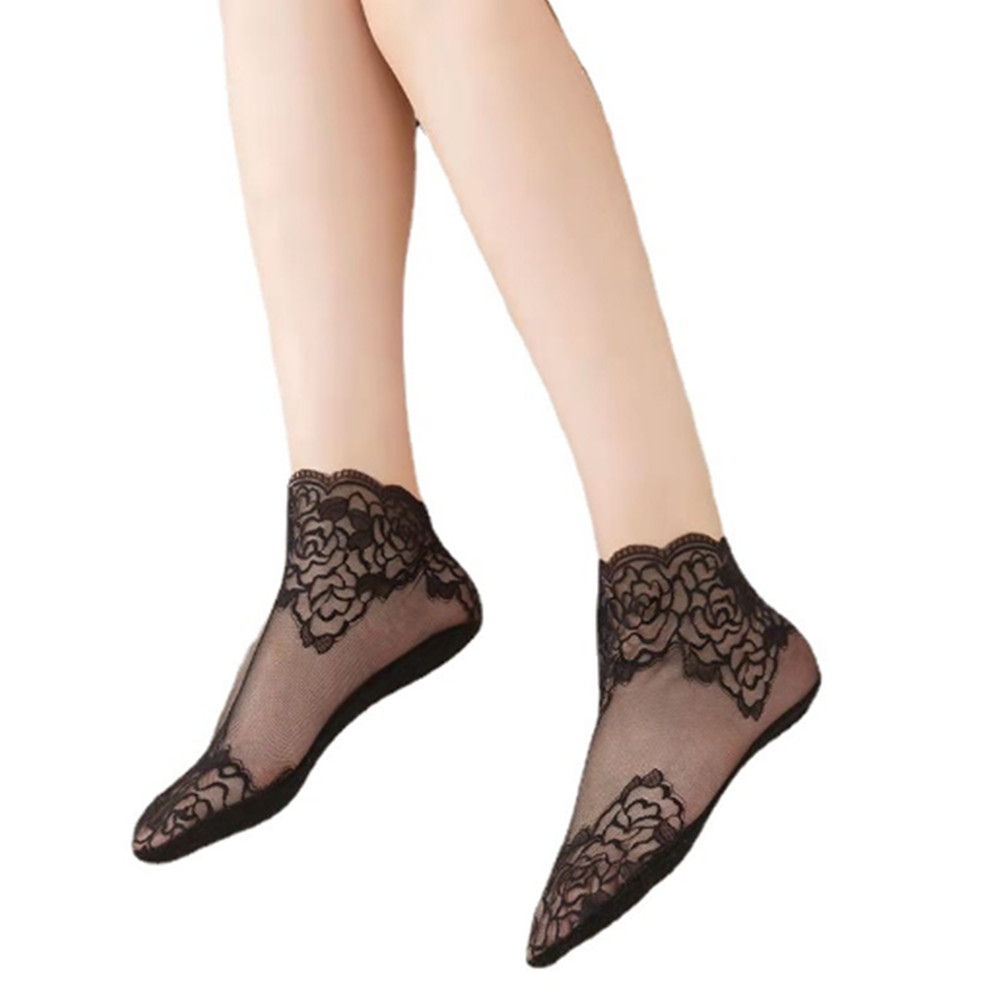 woman Lace rose thin socks Loa - Invisibility Sock Loafer 评论和价格