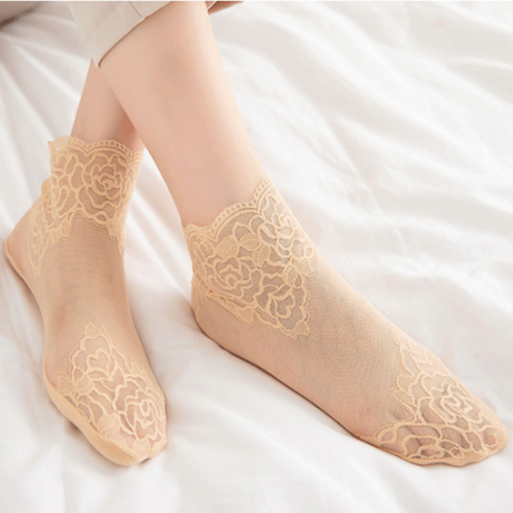woman Lace rose thin socks Loa - Invisibility Sock Loafer 评论和价格