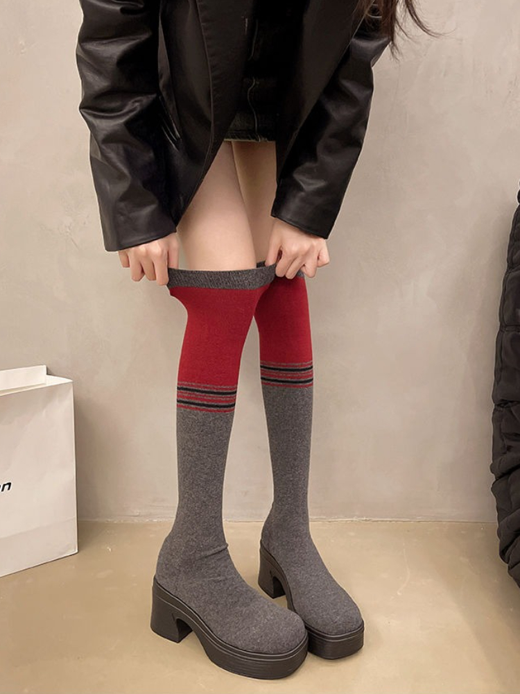 Chunky Heel Women's Over-the-K - Knee High Sock Women 评论和价格