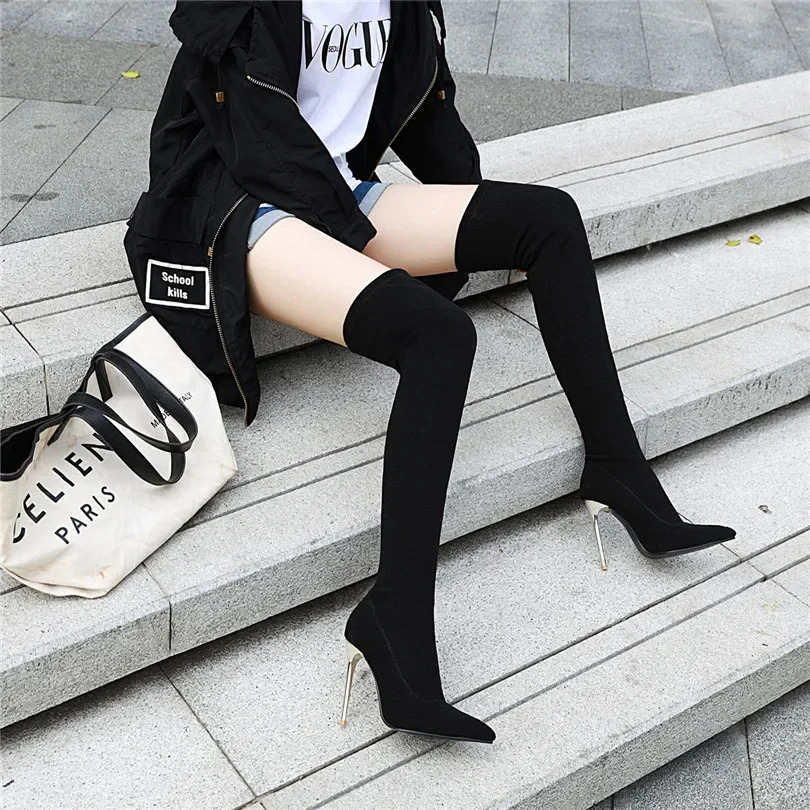 Plus Size Stretch Leopard Over - Knee High Sock Women 评论和价格