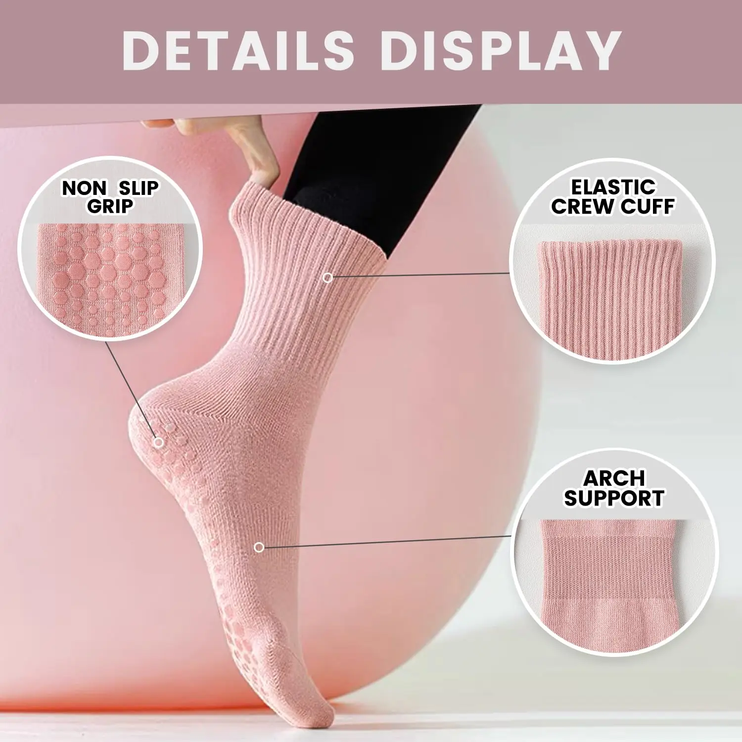 4 pairs of women's yoga socks, - Grip Sock Yoga 评论和价格