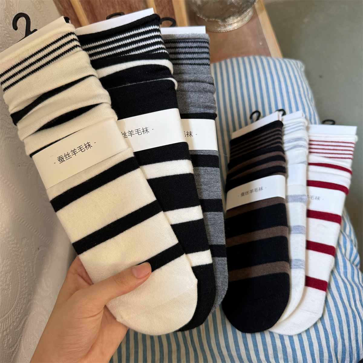 SP&CITY Korean Winter Striped  - Silk Sock Bamboo 评论和价格